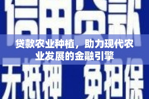锦屏贷款农业种植，助力现代农业发展的金融引擎